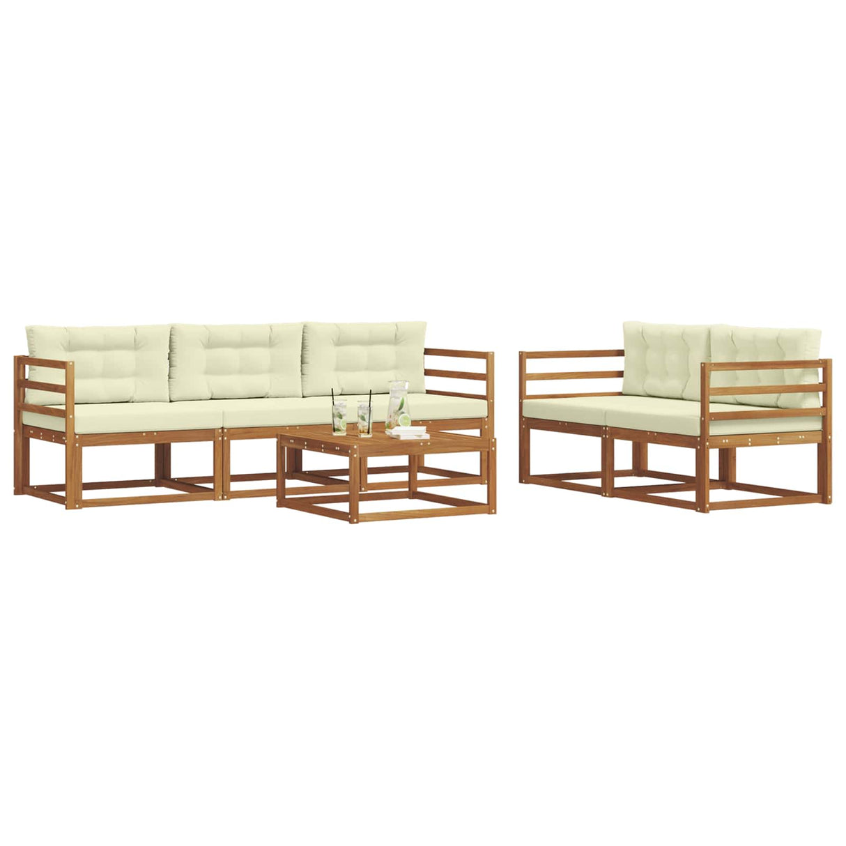 vidaXL Buiten bank set 6 pcs Naturel Massief Acacia Hout