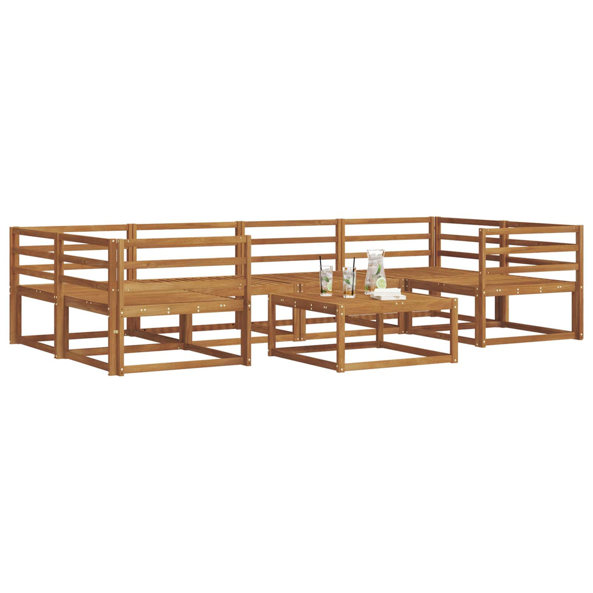 vidaXL Ensemble de 7 bancs de jardin en bois d'acacia massif Naturel