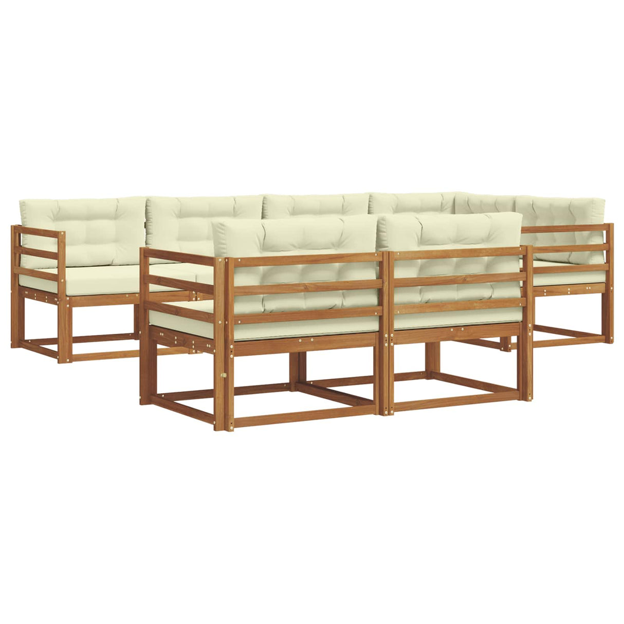 vidaXL Ensemble de 7 bancs de jardin en bois d'acacia massif Naturel
