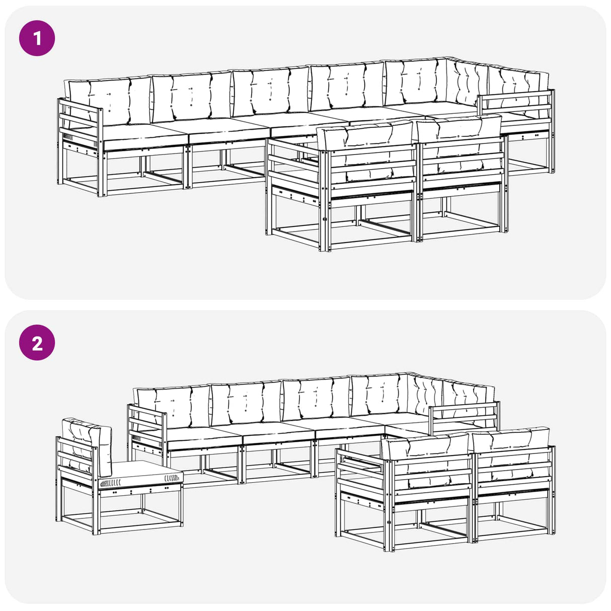 vidaXL Salon de jardin 8 pcs Bois d'acacia massif Naturel