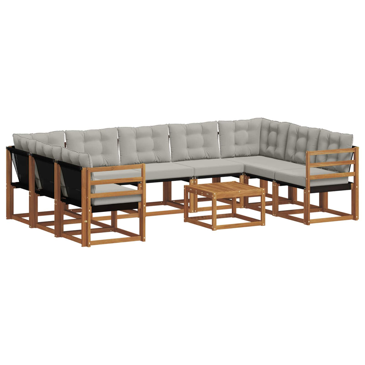 vidaXL Outdoor Sofa Set 10 pcs Natural and Cream Solid Acacia Wood