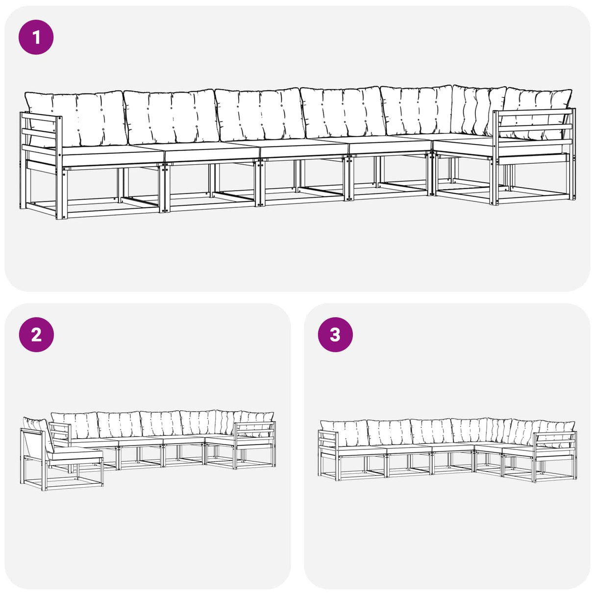 vidaXL Buiten bank set met kussen 6 pcs Natuurlijk en Crème