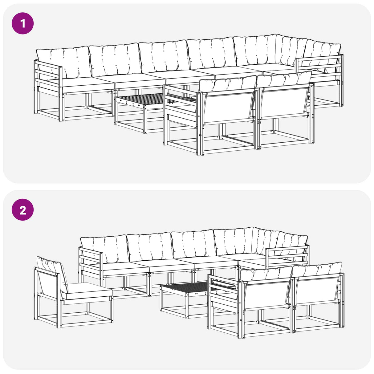 vidaXL Buiten bank set met kussen 9 pcs Natuurlijk en Crème