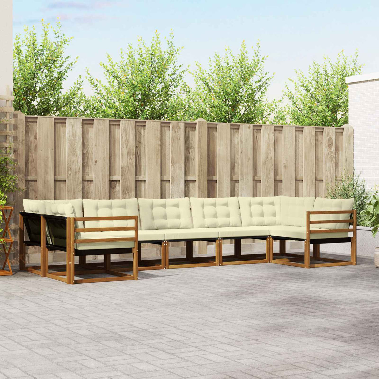 vidaXL Ensemble de banque de construction avec ustensiles 7 pcs Naturel et Crème