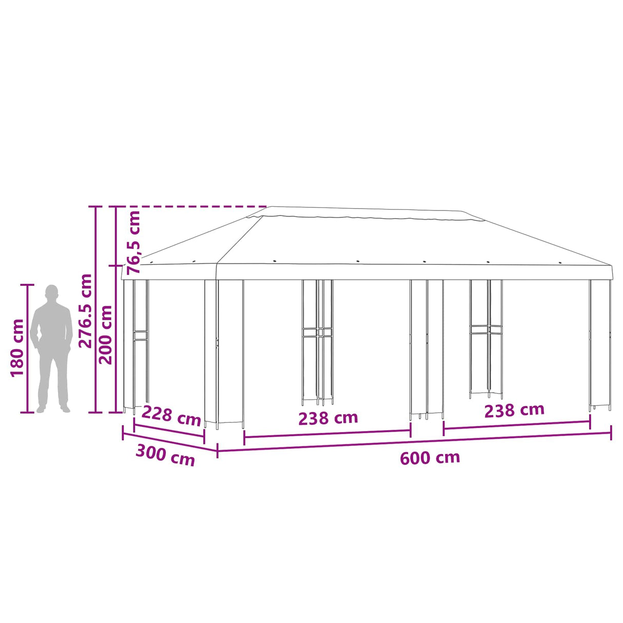 vidaXL Tuinpaviljoen 6 x 3 m Beige Polyester en Staal 190