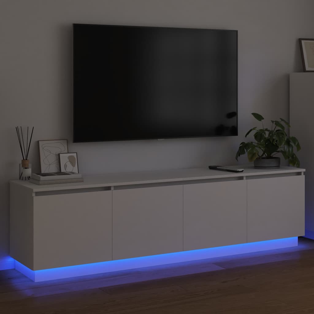 vidaXL TV Cabinet with LED White 180x38x49 cm Engineered Wood