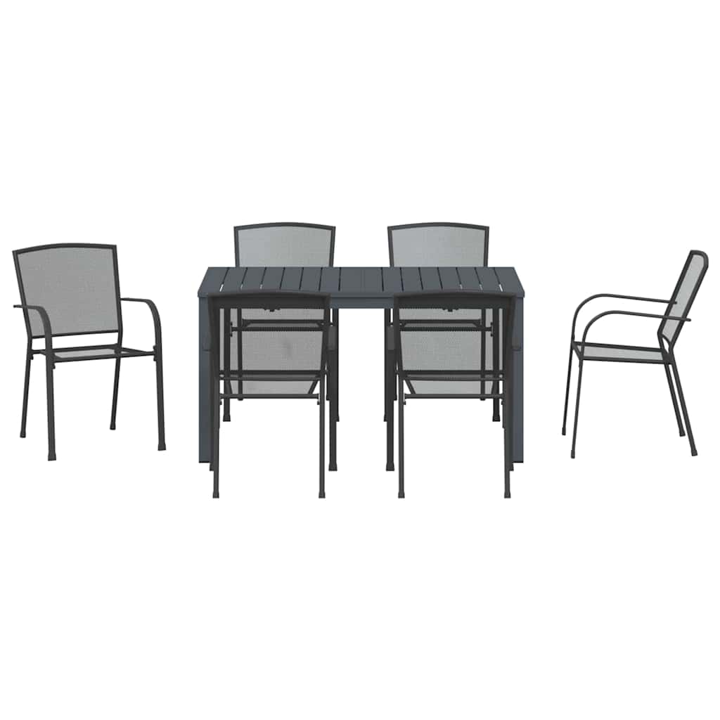 vidaXL Garden Dining Set 7 pcs Anthracite Powder-Coated Steel