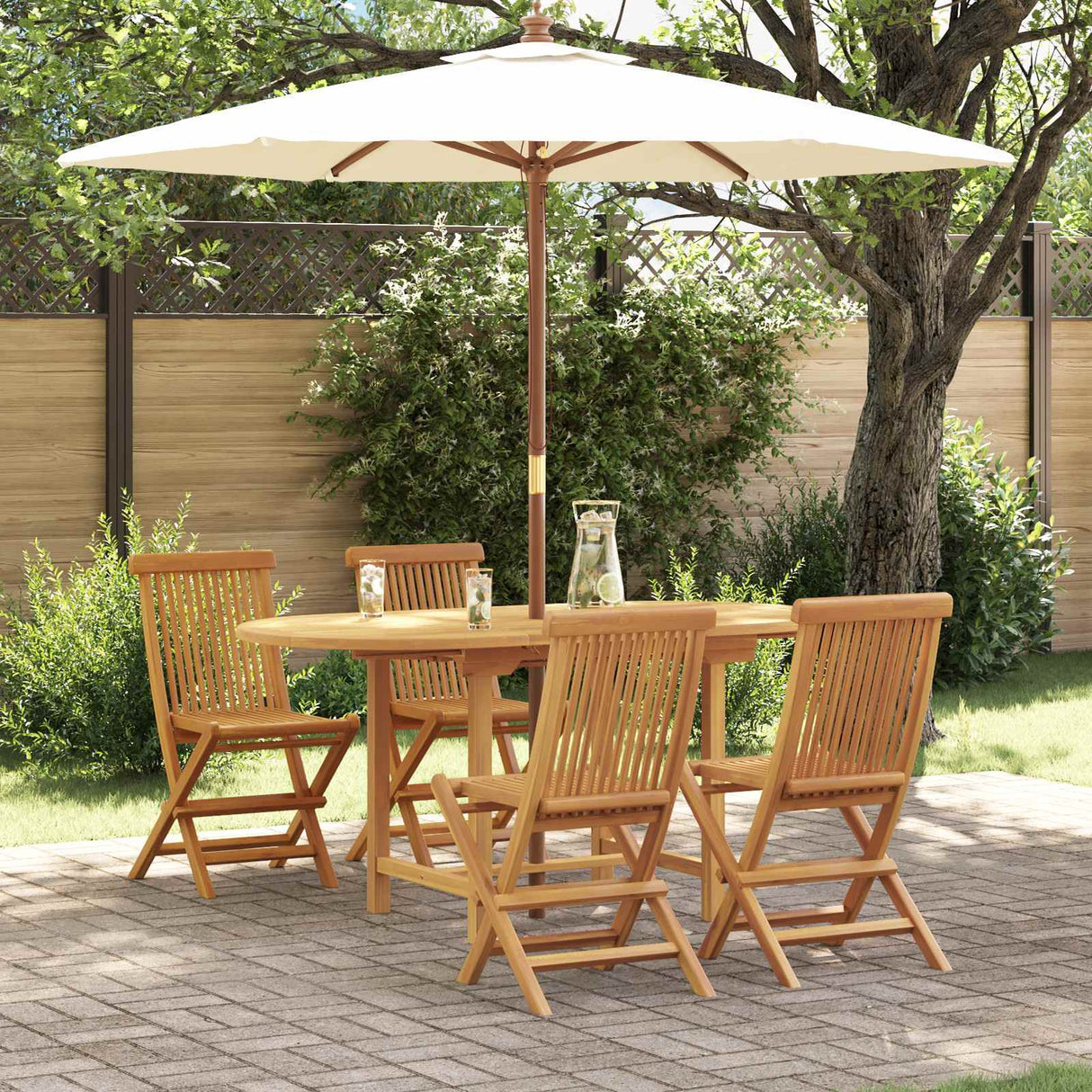 vidaXL Tuin Eettafel Set 5 pcs Bruin Massief Teakhout