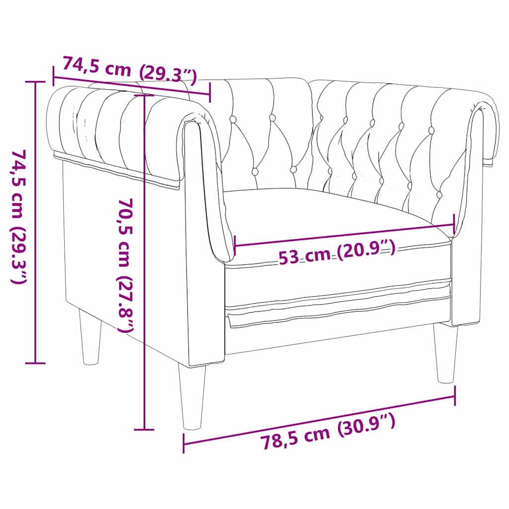 vidaXL Bank Bruin 78,5 x 74,5 x 74,5 cm Polyester