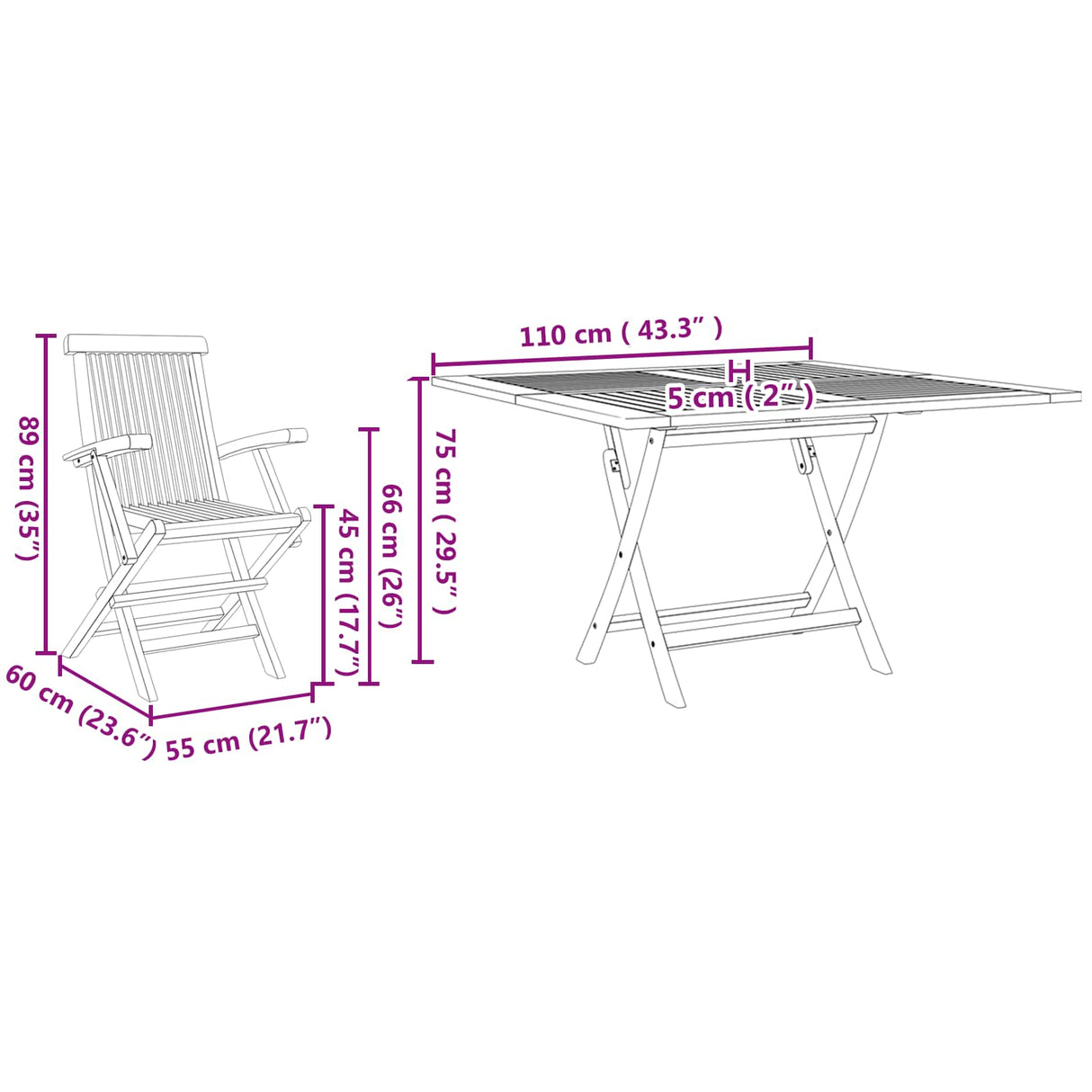 vidaXL Tuin Eettafel Set Bruin Massief Teakhout