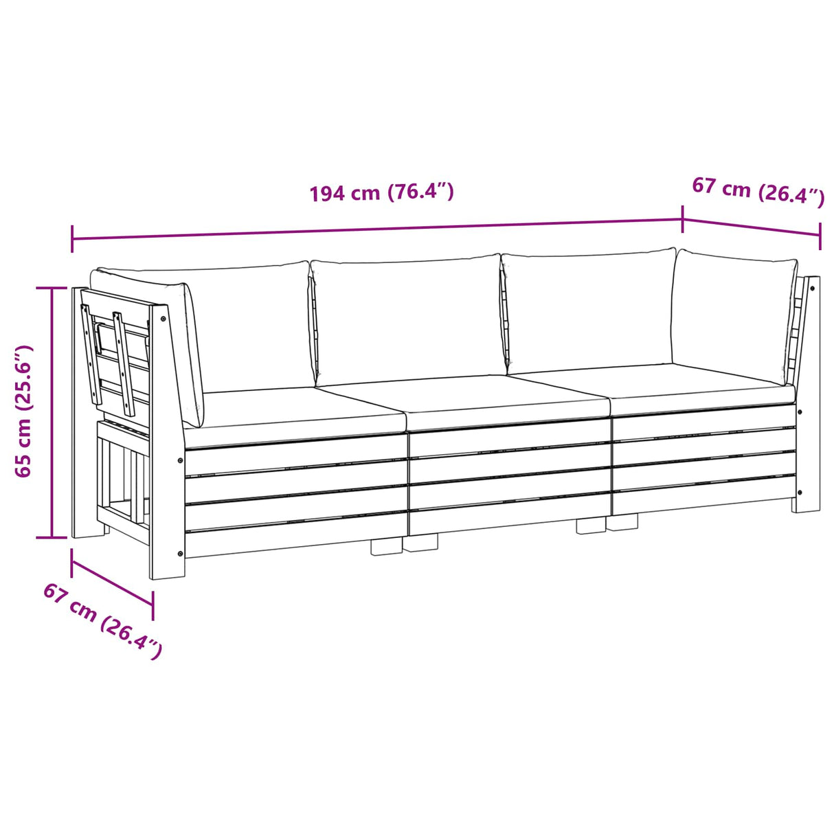 vidaXL Outdoor bench set with cushions 2 Pieces Brown Solid Acacia Wood