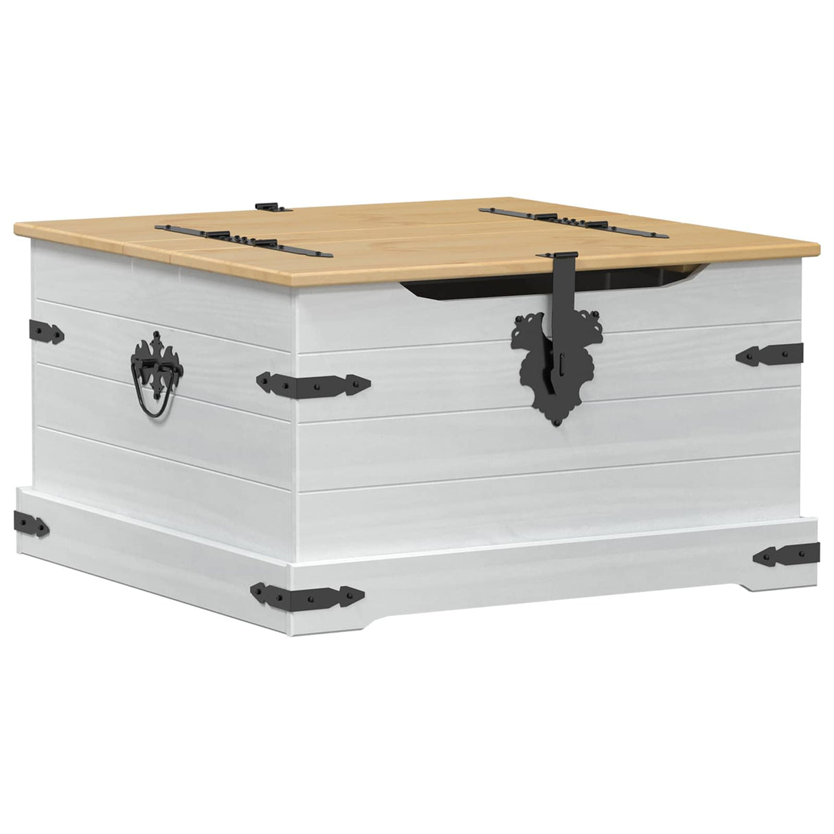 vidaXL Storage box with shelf White 78 x 78 x 45 cm Solid pine wood