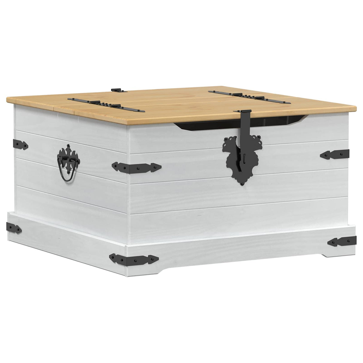 vidaXL Storage box with shelf White 78 x 78 x 45 cm Solid pine wood