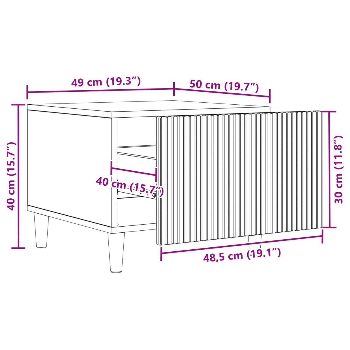 vidaXL Salontafel met lade Zwart 49 x 50 x 40 cm Bewerkt hout