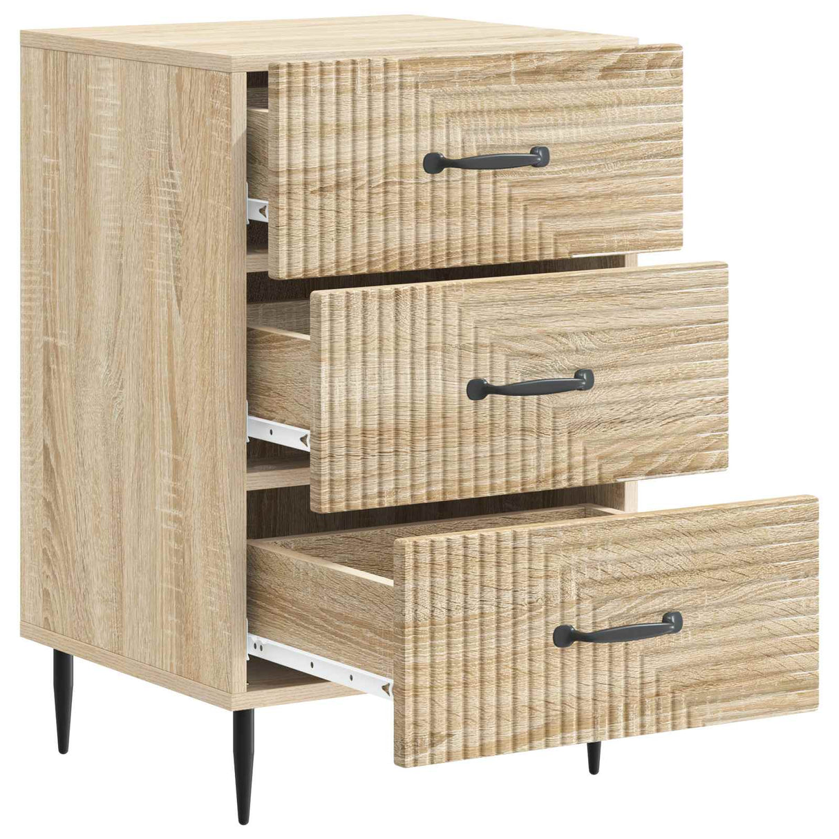 vidaXL Nachtkastje met lade Zwart 43 x 41 x 66,5 cm Bewerkt hout