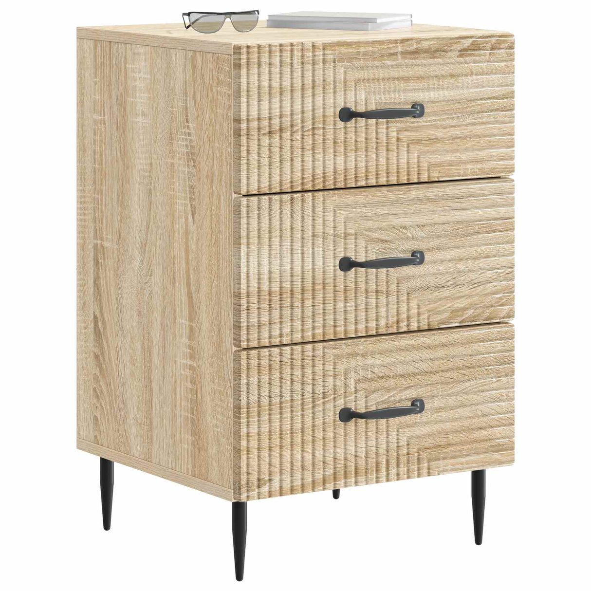 vidaXL Nachtkastje met lade Zwart 43 x 41 x 66,5 cm Bewerkt hout