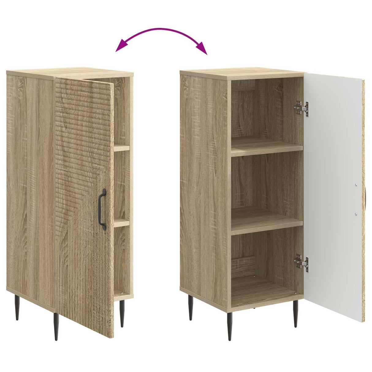 vidaXL Dressoir Zwart 33 x 34,5 x 89,5 cm Bewerkt hout