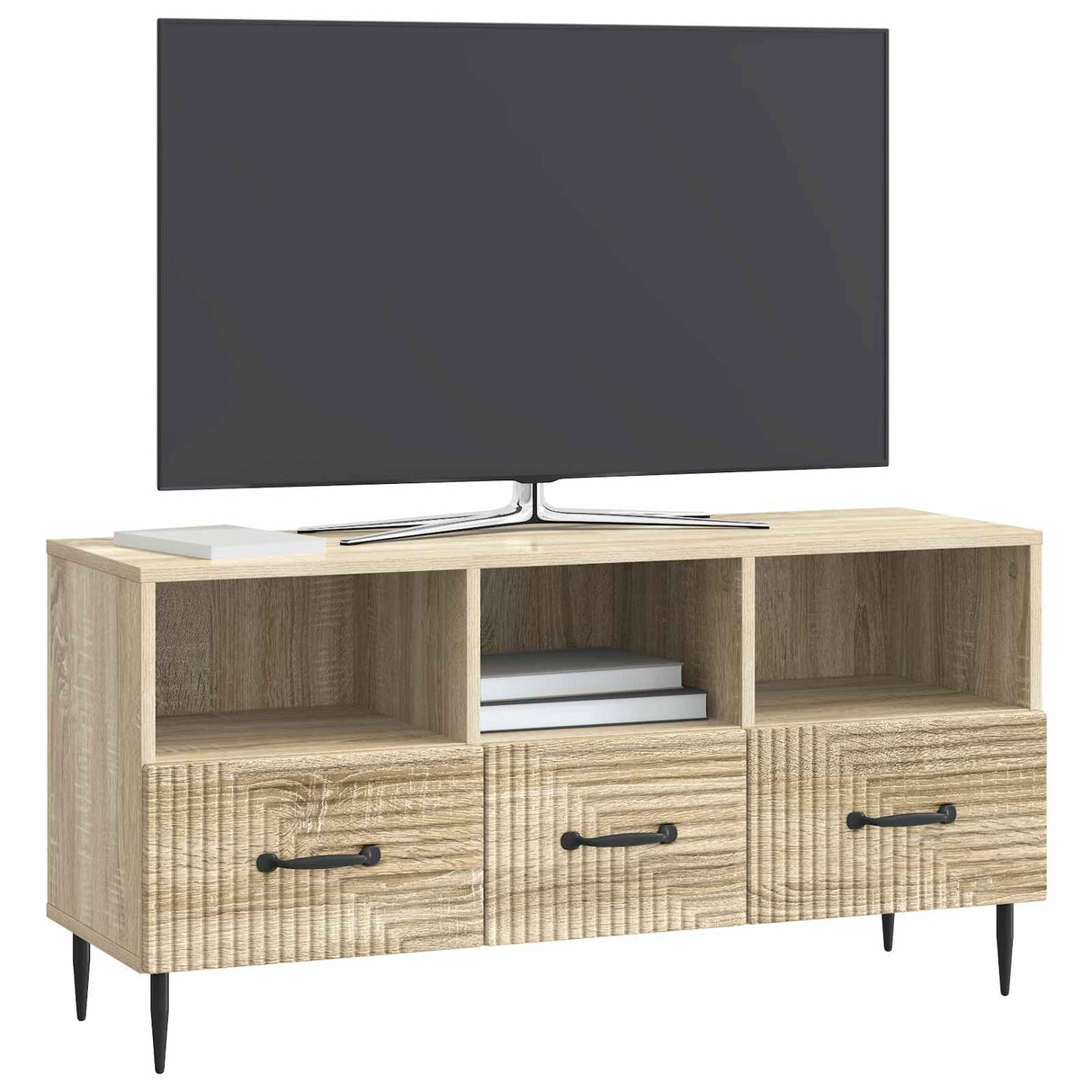 vidaXL TV Kast met lade Zwart 102 x 34,5 x 50 cm Bewerkt hout