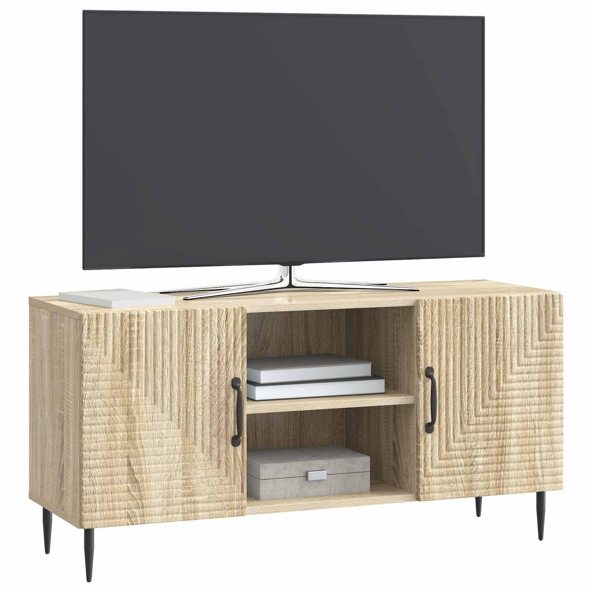 vidaXL TV Kast Zwart 102 x 34,5 x 50 cm Bewerkt hout