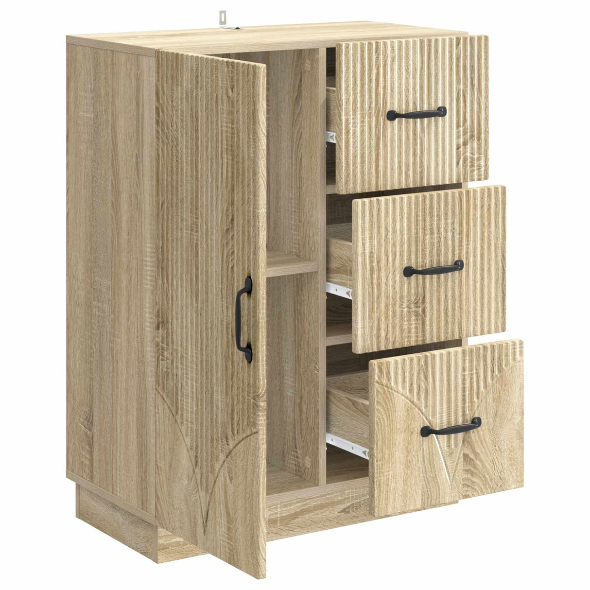 vidaXL Dressoir met lade Zwart 66 x 34,5 x 87 cm Bewerkt hout