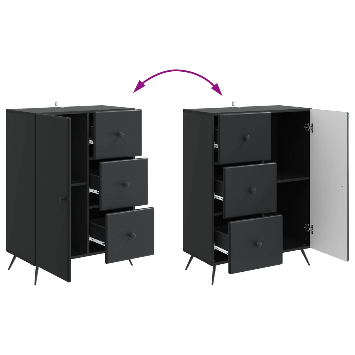 vidaXL Sideboard with drawer Black 66 x 34.5 x 90 cm Engineered wood