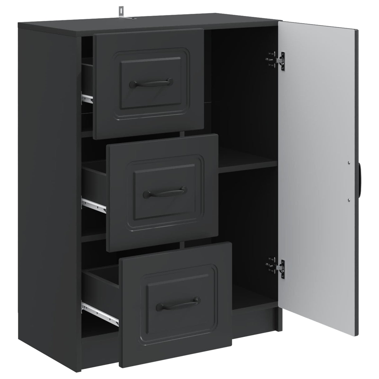 vidaXL Dressoir met lade Zwart 66 x 34,5 x 87 cm Bewerkt hout