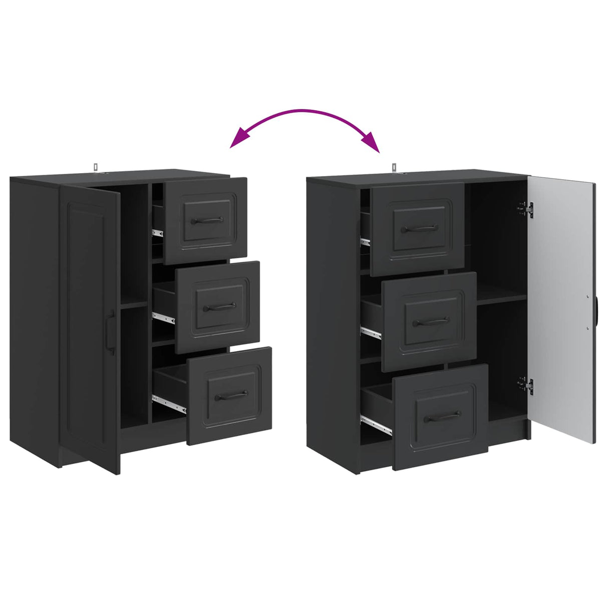 vidaXL Dressoir met lade Zwart 66 x 34,5 x 87 cm Bewerkt hout