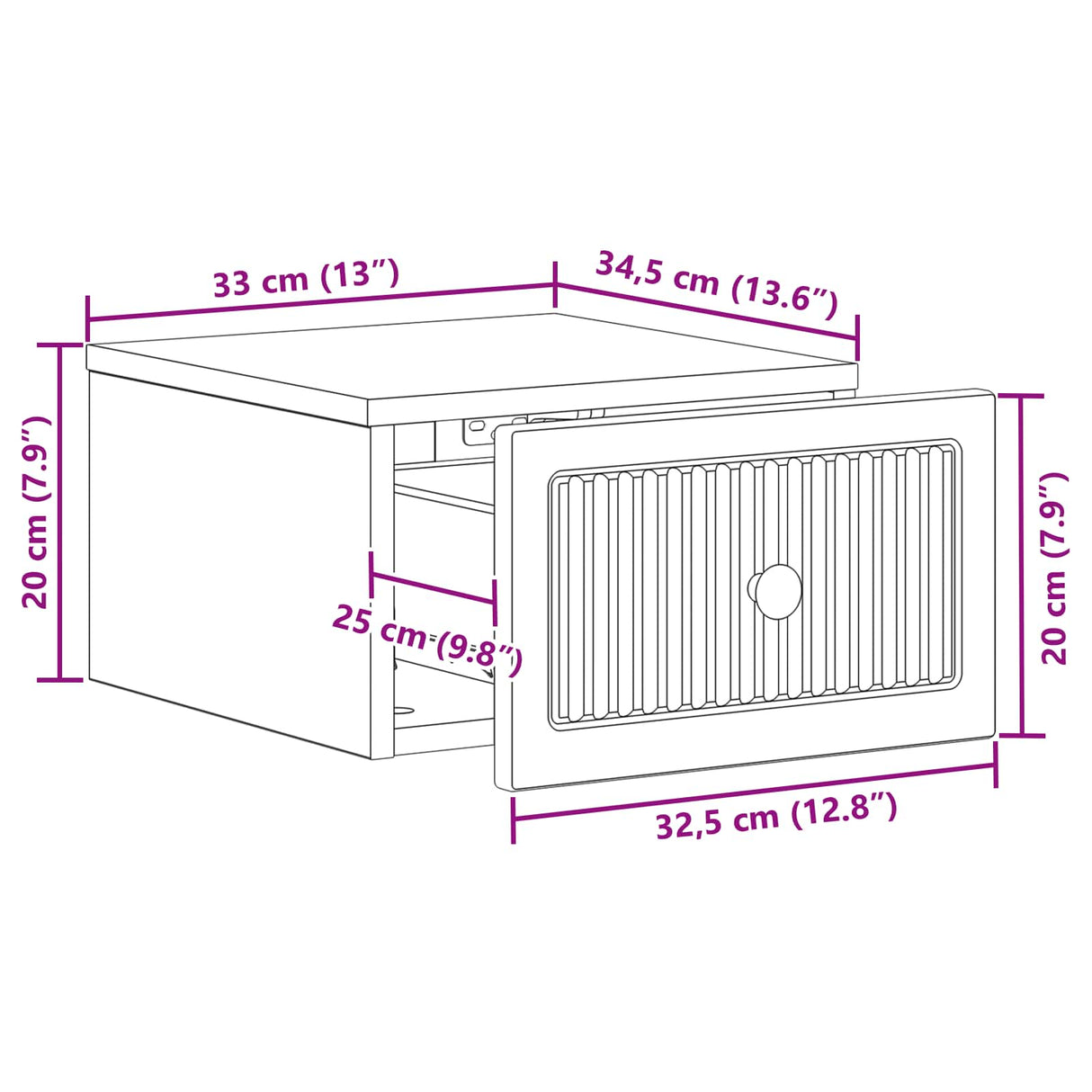 vidaXL Muurbevestigde Nachttafel 2 pcs Sonoma Eiken 33 x 34,5 x 20 cm