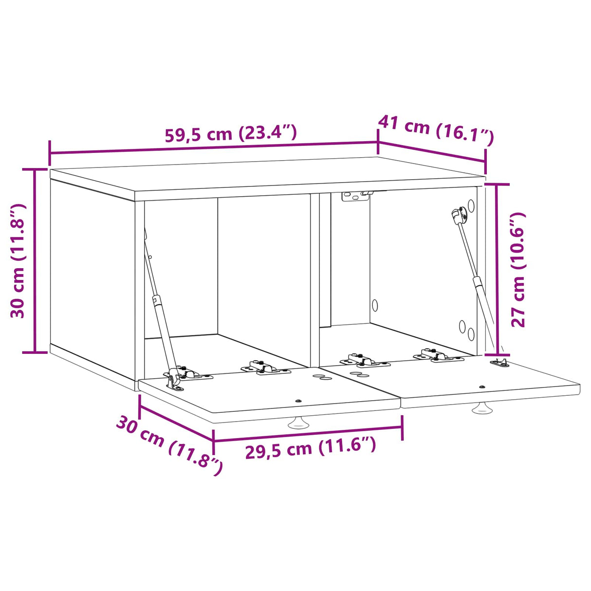 vidaXL Wall-Mounted TV Cabinet Black 59.5x41x30 cm Engineered Wood