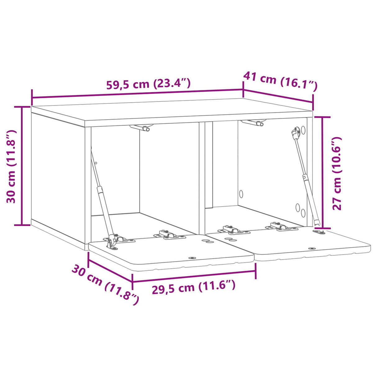 vidaXL Wall-Mounted TV Cabinet Black 59.5x41x30 cm Engineered Wood