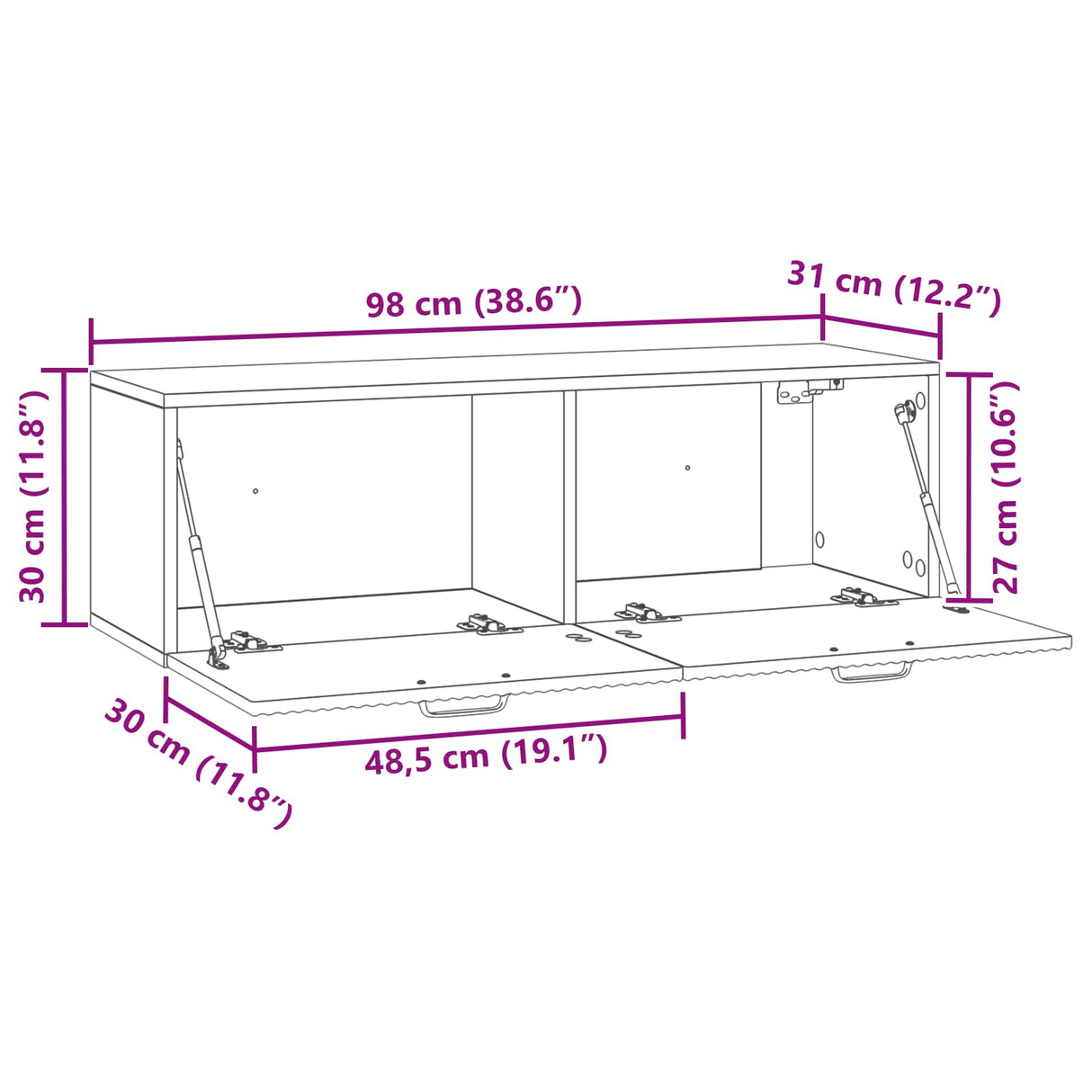 vidaXL Wandmontage TV-kast Artisanaal eiken 98 x 31 x 30 cm