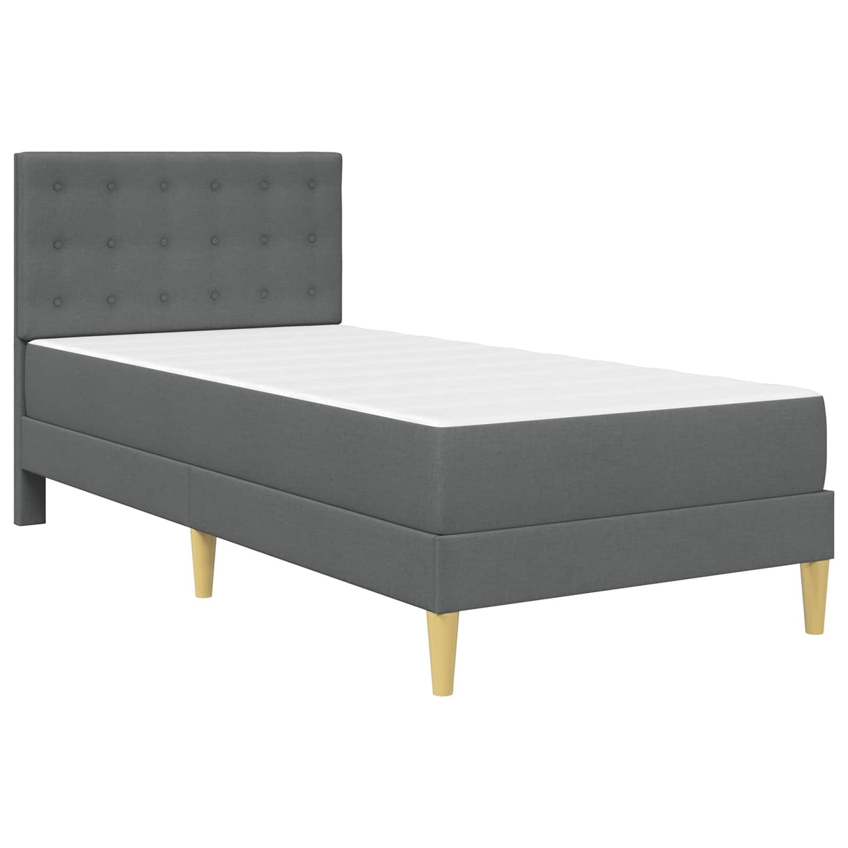 vidaXL Cadre de lit avec matelas et tête de lit Gris foncé 90 x 190 cm Tissu