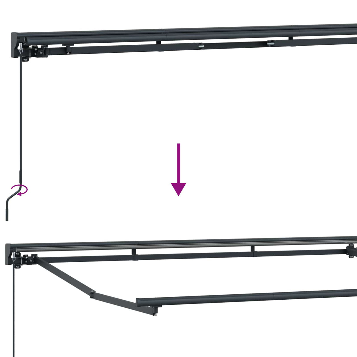 vidaXL Handbediende luifel met LED's Antraciet 3 x 2,5 m Aluminium
