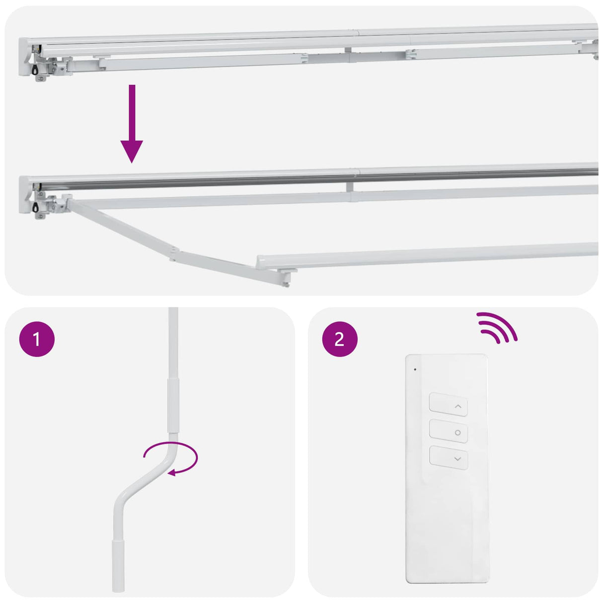 vidaXL Elektrisch Uittrekbaar Markies Frame Wit 2,5 x 2 m Staal
