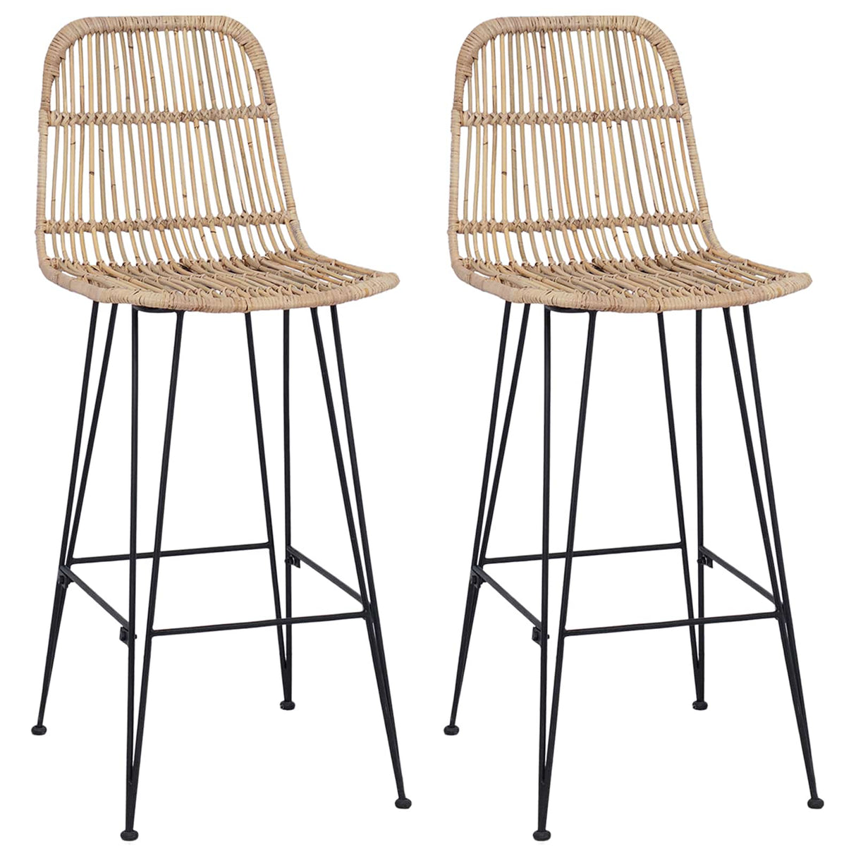 vidaXL Barkruk 2 pcs Naturel 44 x 55 x 109 cm Riet en Staal