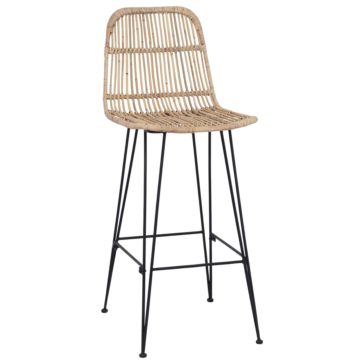 vidaXL Barkruk 2 pcs Naturel 44 x 55 x 109 cm Riet en Staal