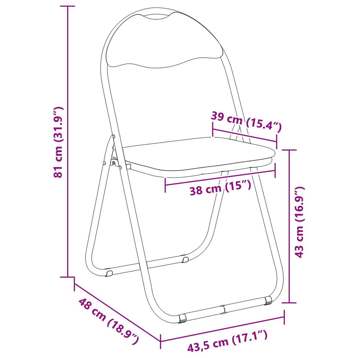 vidaXL Folding chair 2 pcs Black and Grey 48 x 43.5 x 81 cm