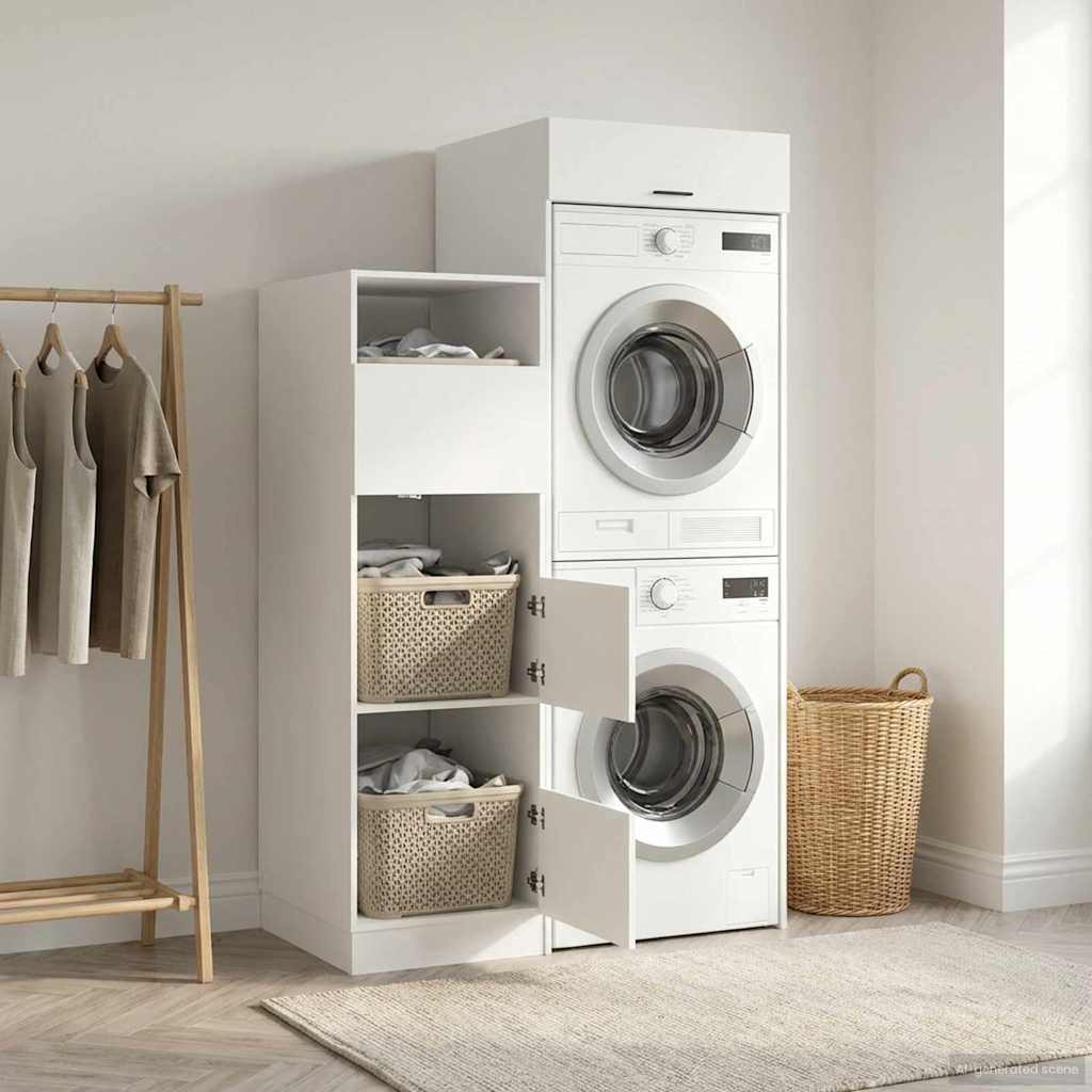 vidaXL Commode Lazette avec rangement 2 pcs Blanc Bois d'ingénierie