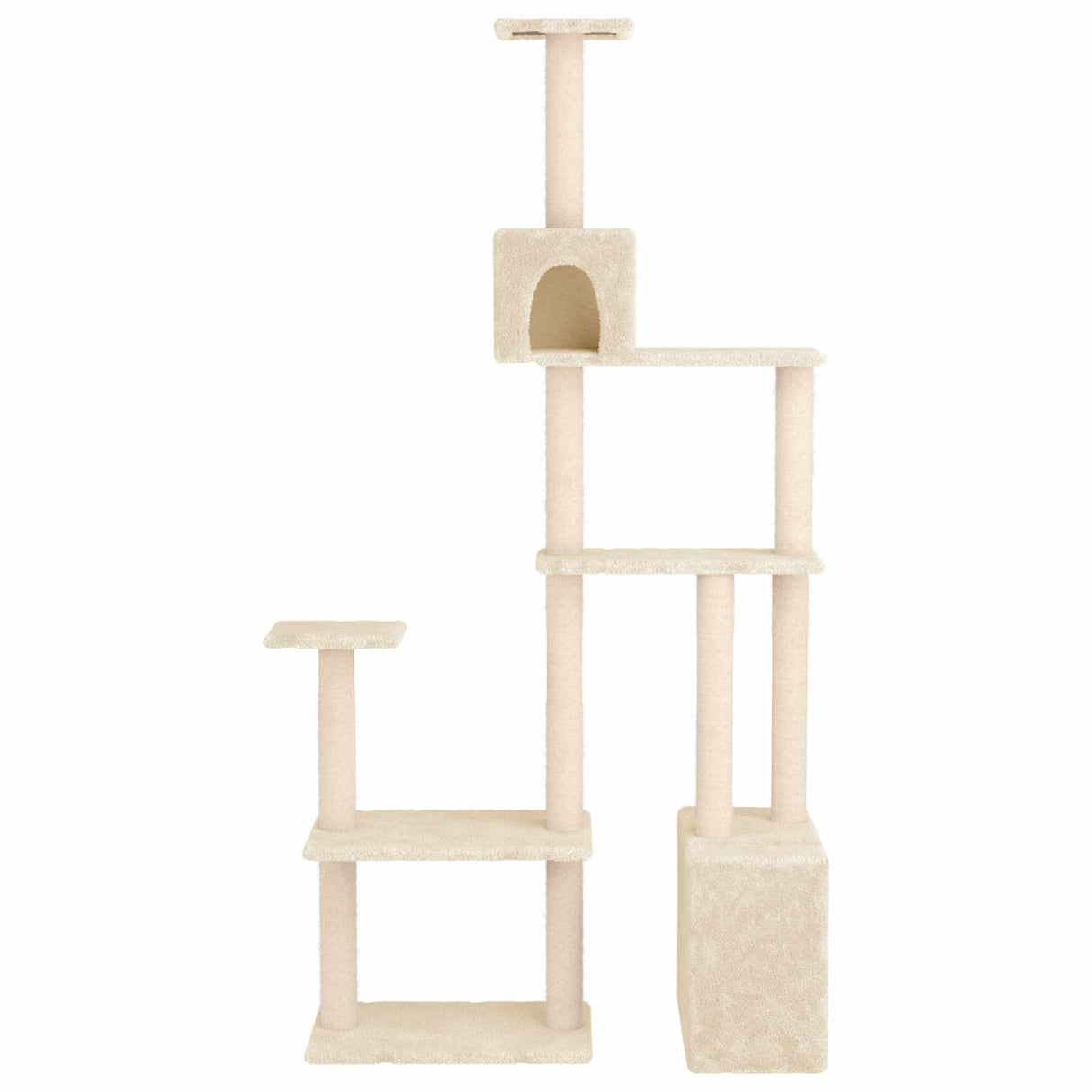 vidaXL Kattentoren met sisal krabpalen Crèmekleurig 177,5 cm