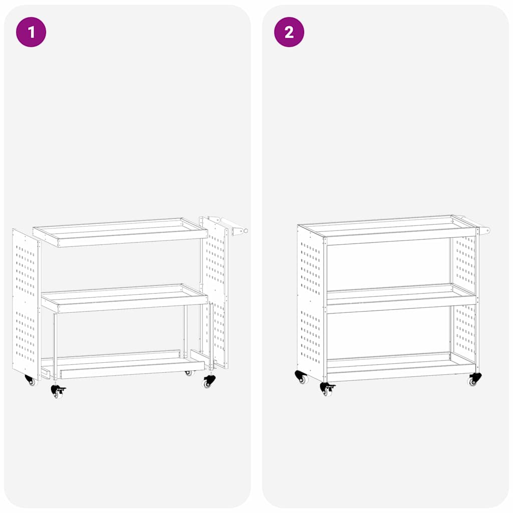 vidaXL Gereedschapswagen Zwart 75 x 35 x 73 cm Koudgewalst staal