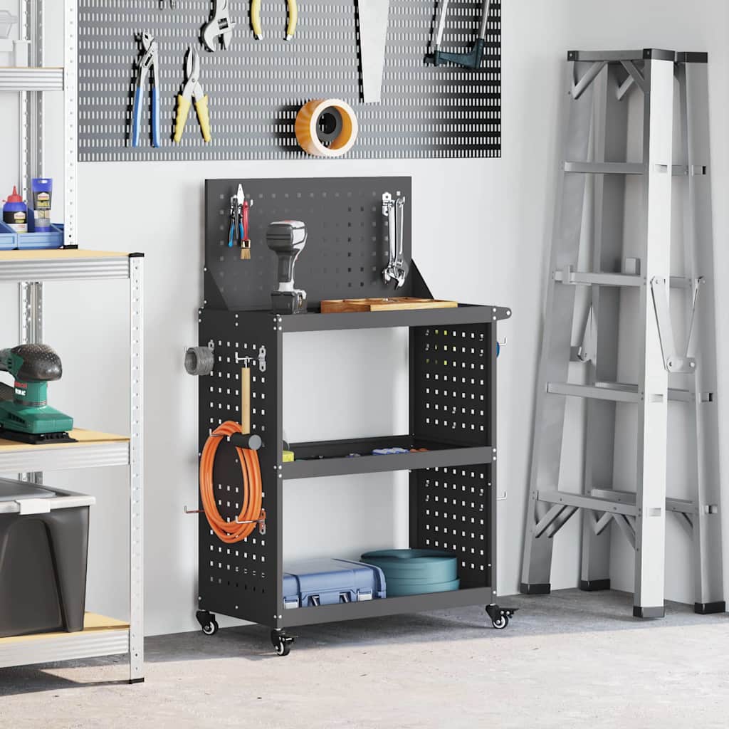 vidaXL Gereedschapswagen Zwart 75 x 35 x 73 cm Koudgewalst staal