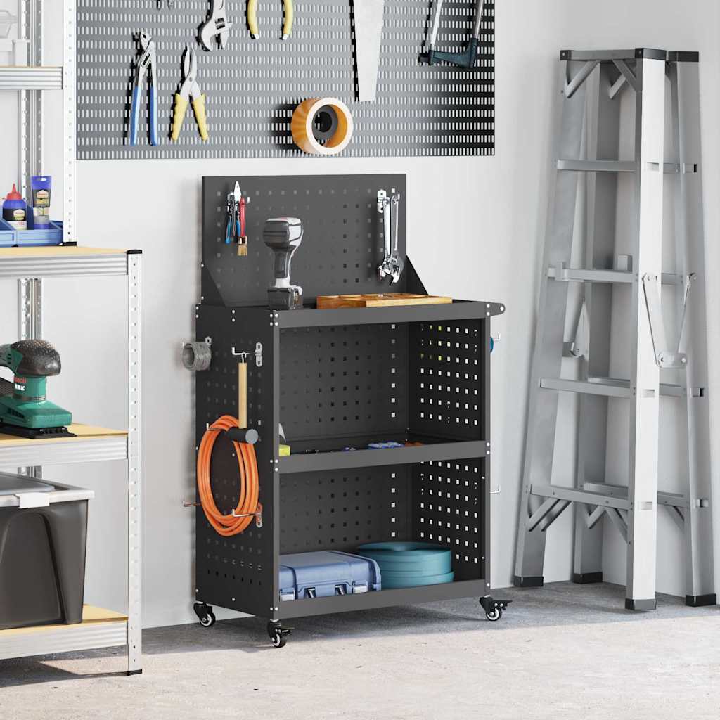 vidaXL Gereedschapswagen Zwart 75 x 35 x 73 cm Koudgewalst staal