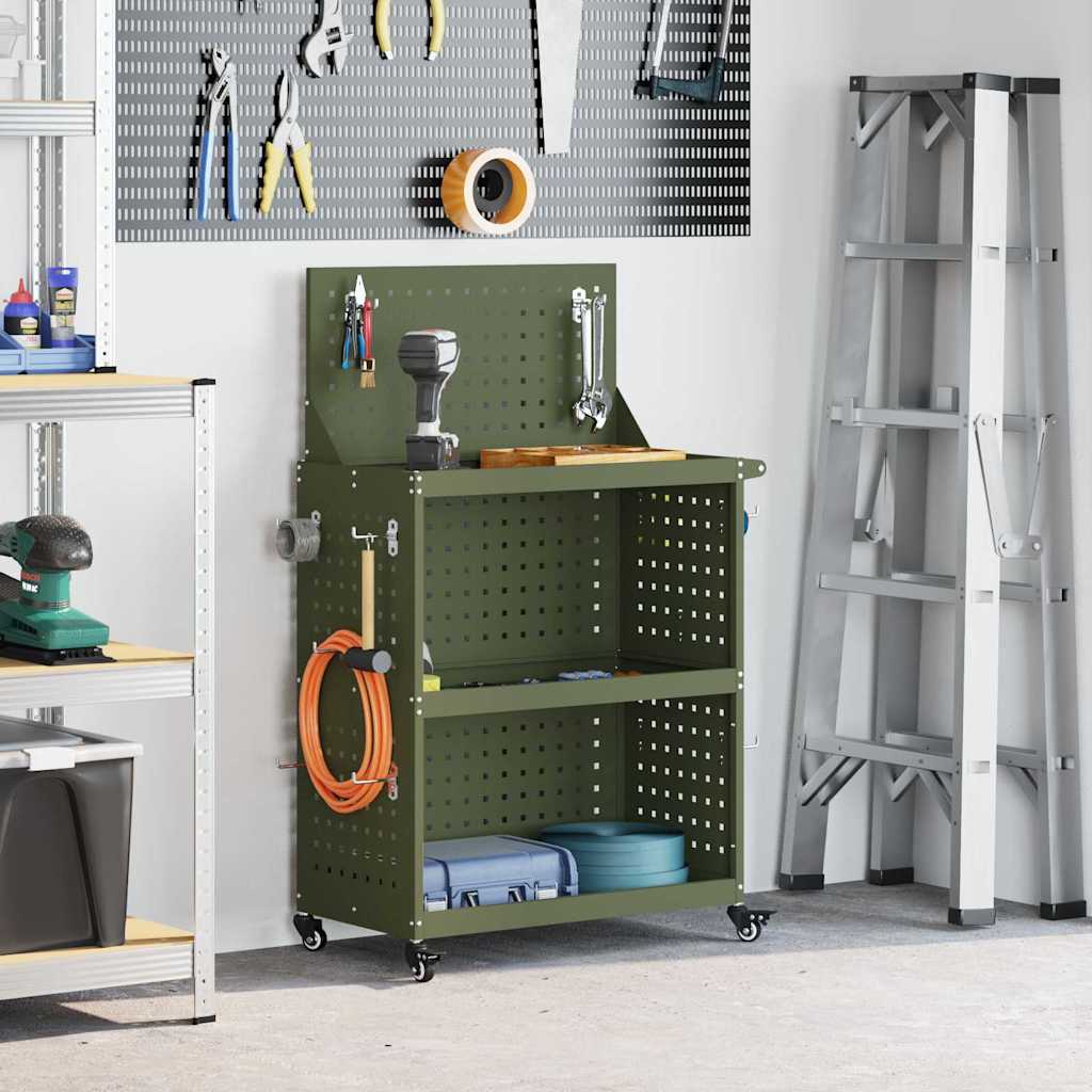 vidaXL Gereedschapswagen Zwart 75 x 35 x 73 cm Koudgewalst staal