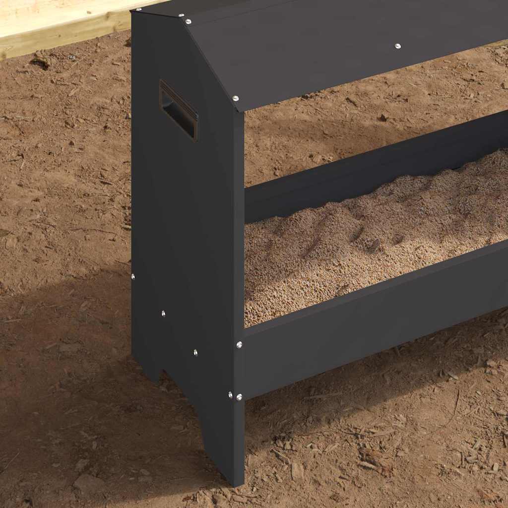 vidaXL Chicken Feeder Black 81 x 32 x 53.5 cm Cold Rolled Steel