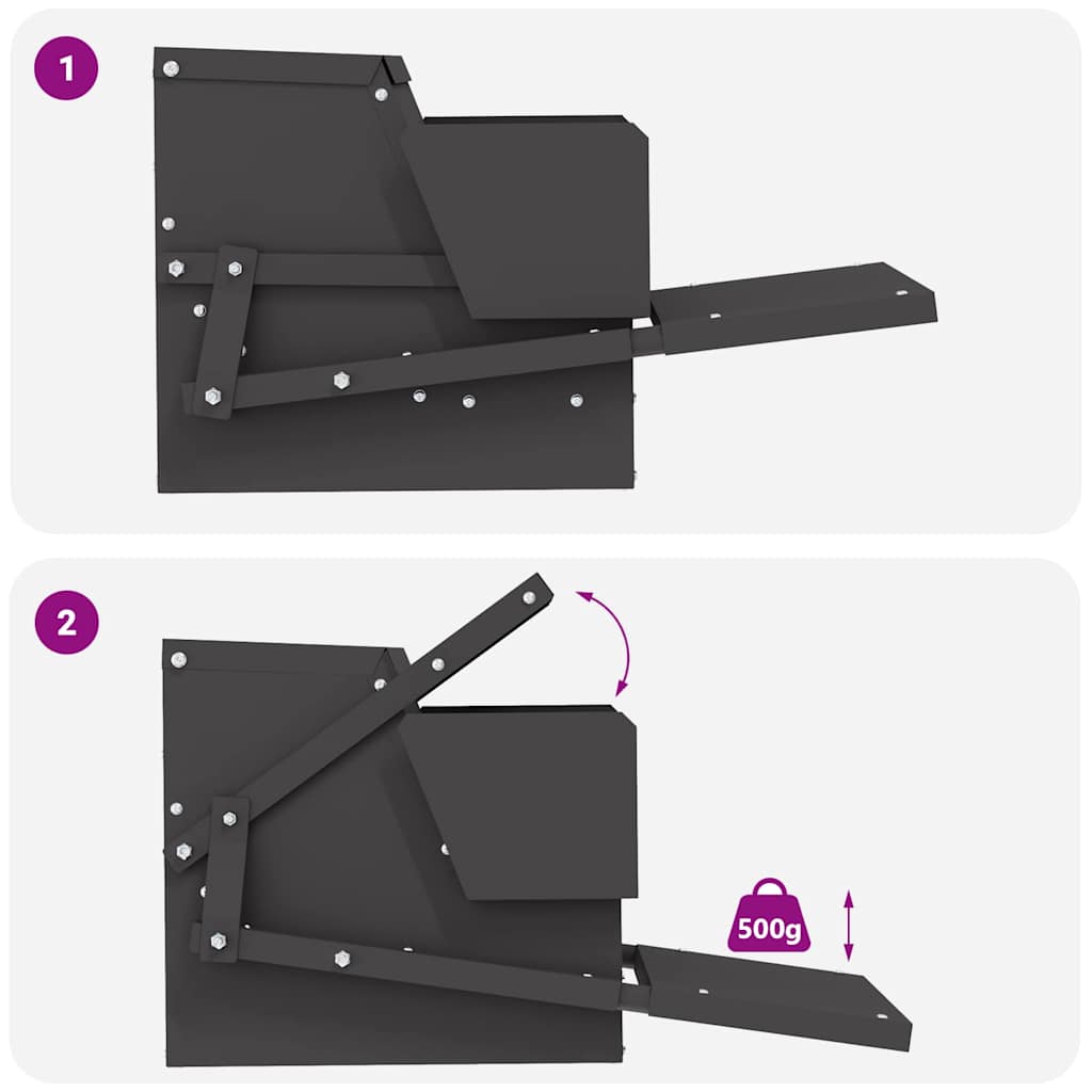 vidaXL Chicken Feeder Black 50 x 40 x 29 cm Cold-Rolled Steel