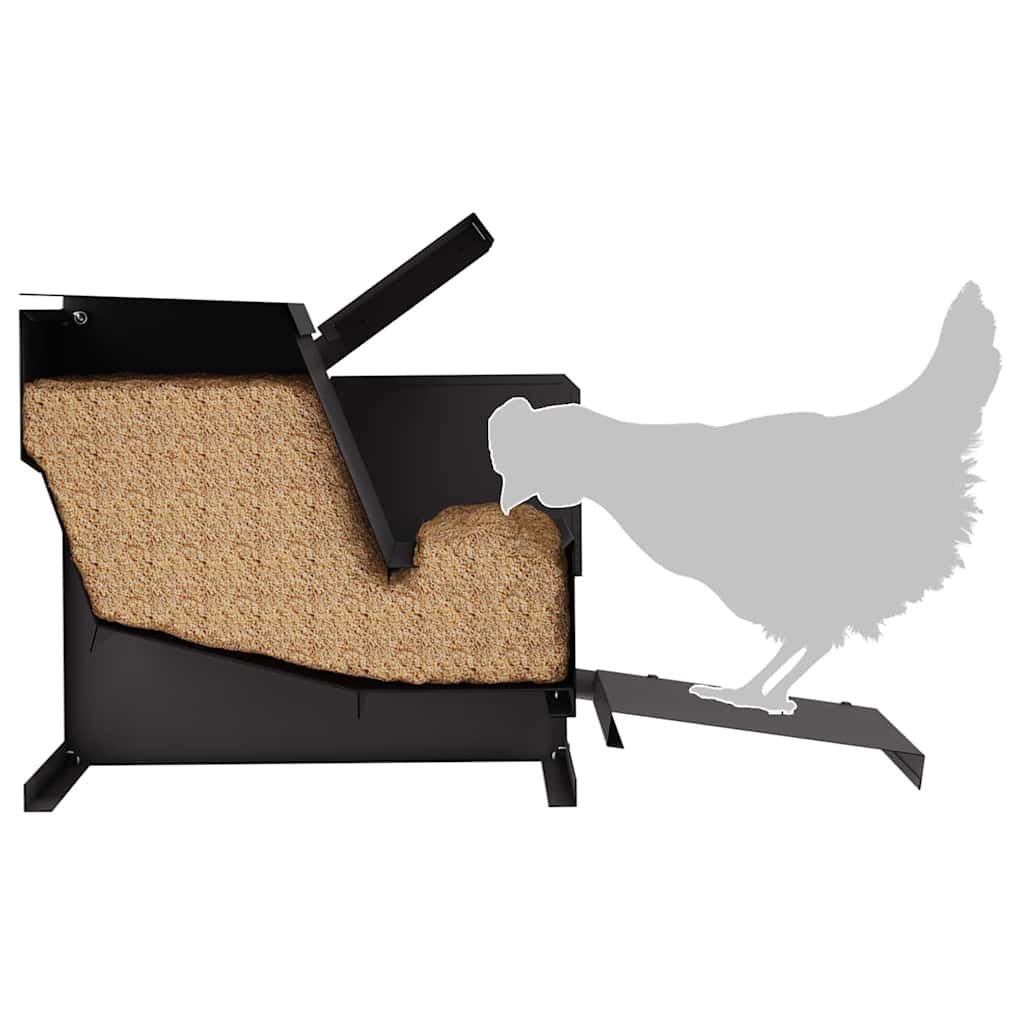 vidaXL Chicken Feeder Black 50 x 40 x 29 cm Cold-Rolled Steel