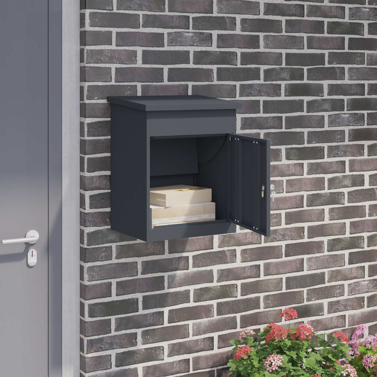 vidaXL Pakket Inwerpkoker met opslag Zwart 47.5 x 38 x 59 cm Staal
