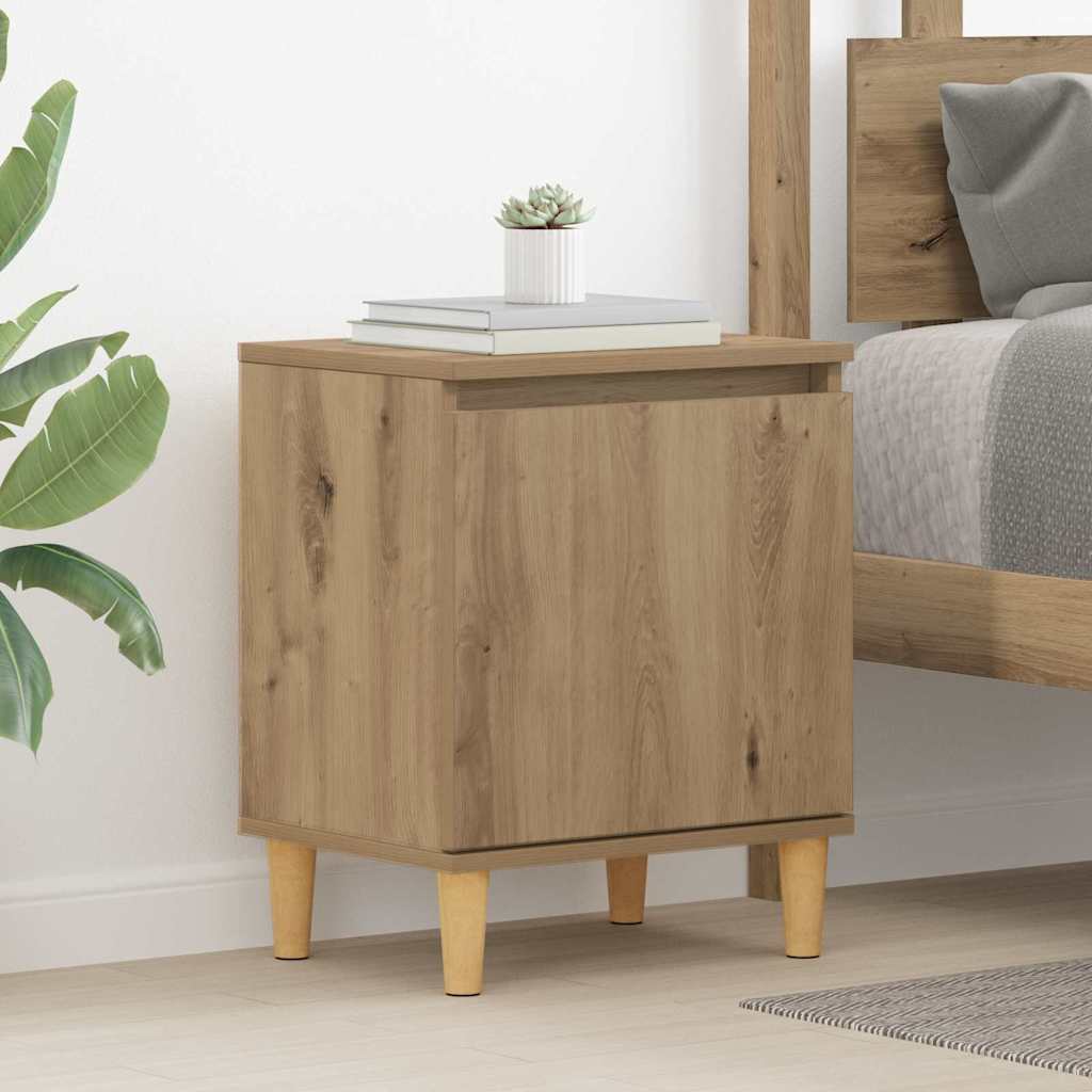 vidaXL Nightstand with Solid Wood Legs 40x30x50 cm White