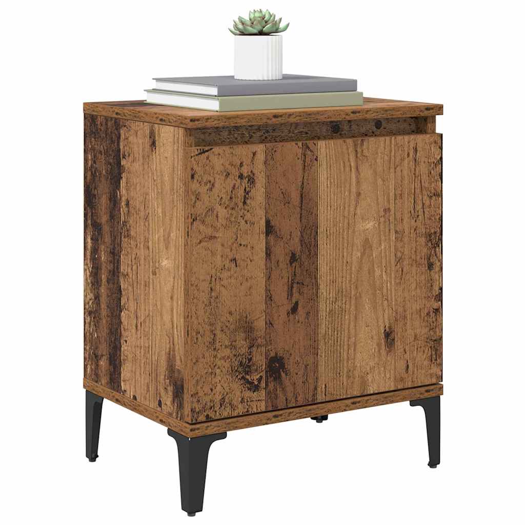 vidaXL Nachtkastje met metalen poten 40x30x50 cm wit