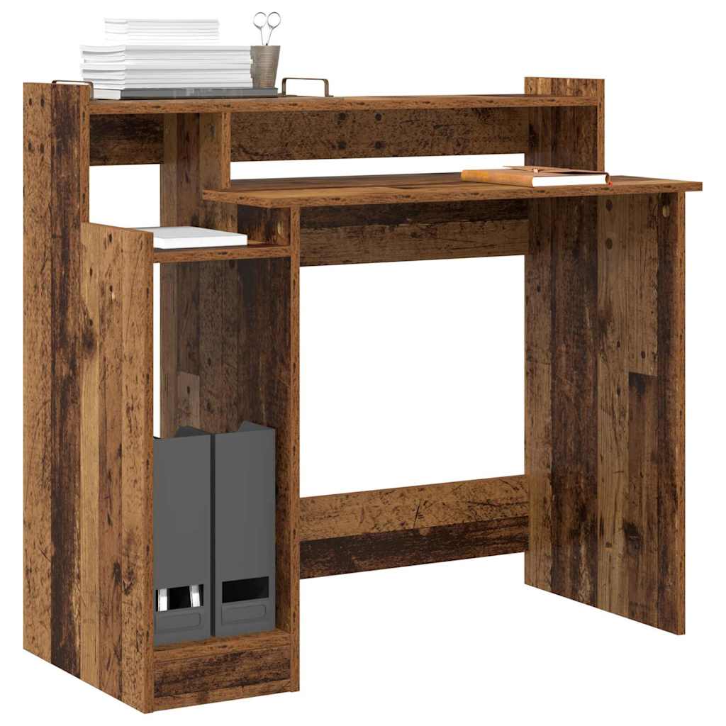 vidaXL Desk with LED lighting 97x45x90 cm engineered wood white
